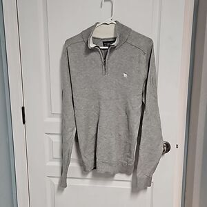 Abercrombie & Fitch 1/4 Zip Cashmere blend Pullover Sweater Gray Men's L